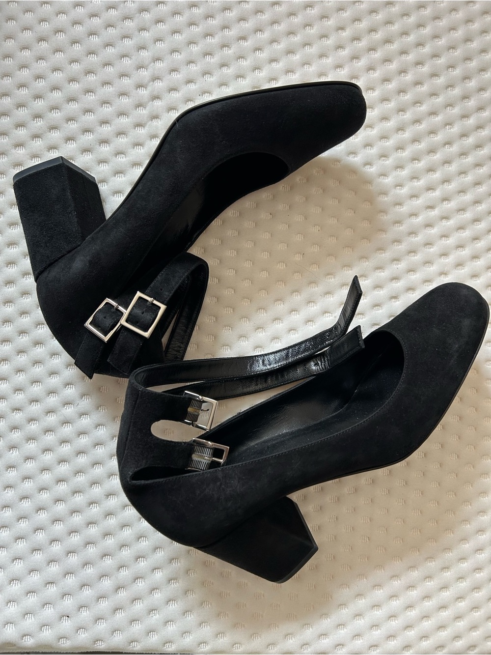 Saint Laurent Babies 70 Black Suede Double Strap Pumps EU 38 - Picture 10 of 10
